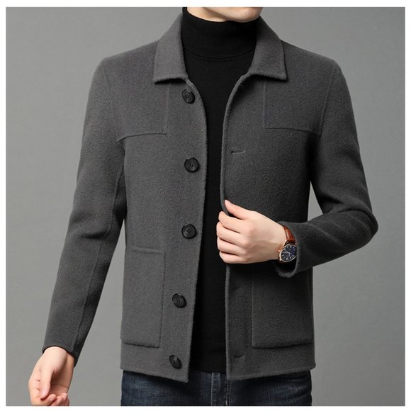 Double faced tweed coat men's short